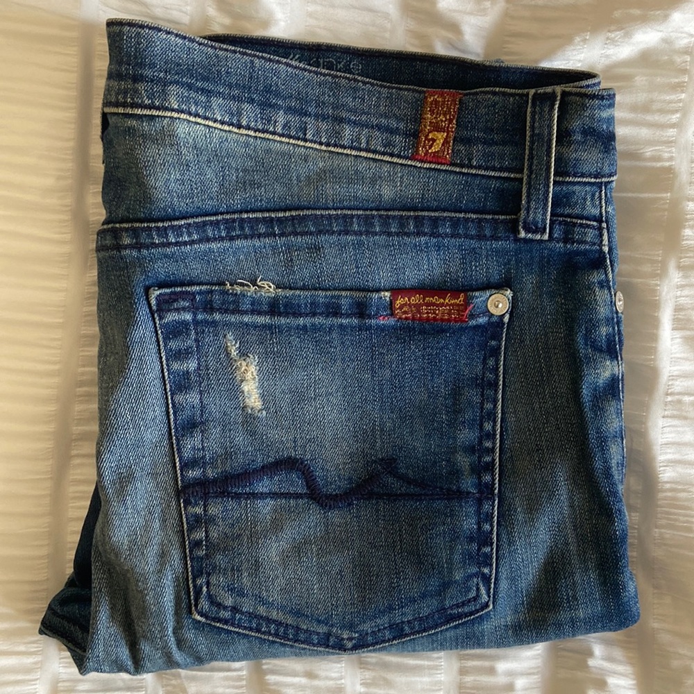 7 For All Mankind distressed jeans, the Ankle Skinny